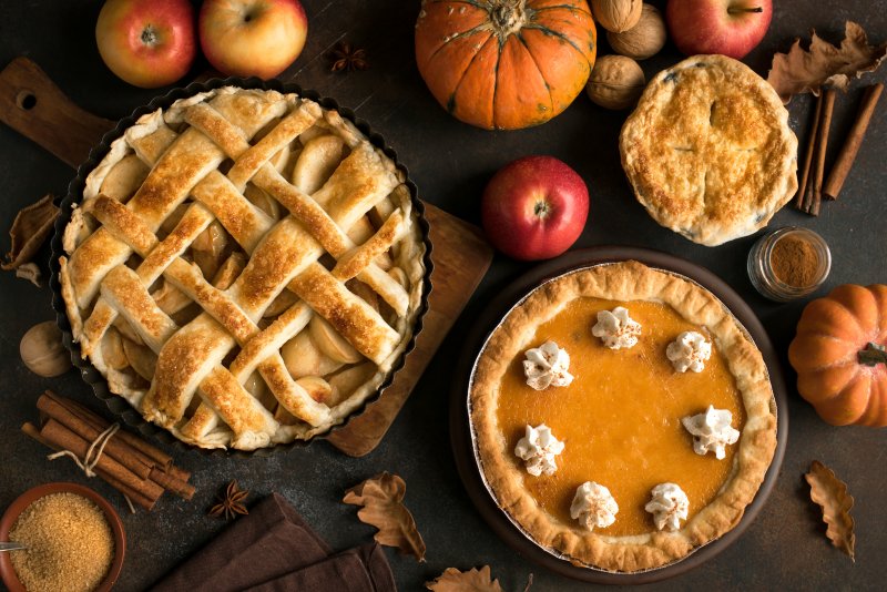 An assortment of Thanksgiving pies